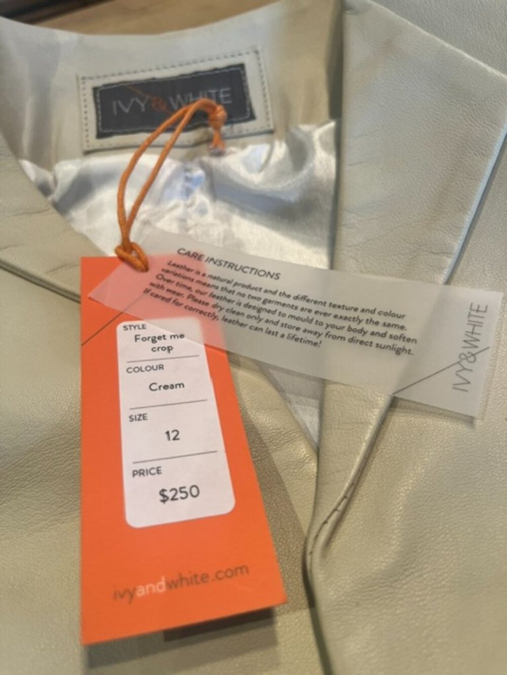 Cream Lambskin Cropped Jacket – new with tags - Picture 6 of 7